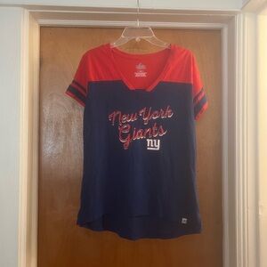 Majestic NFL New York Giants Women’s Fan Fashion Red & Blue Short Sleeve Top